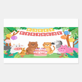 Pegatina rectangular feliz cumpleaños