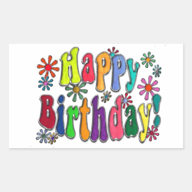 Pegatina Rectangular Feliz cumpleaños (Anverso)