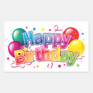 Pegatina Rectangular Feliz cumpleaños