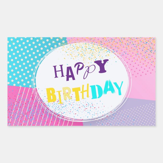 Pegatina Rectangular Feliz cumpleaños (Anverso)
