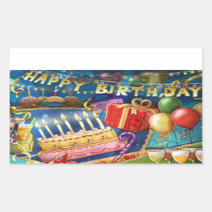Pegatina Rectangular Feliz cumpleaños