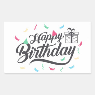 Pegatina Rectangular Feliz Cumpleaños