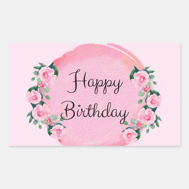 Pegatina Rectangular Feliz cumpleaños (Anverso)