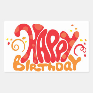 Pegatina Rectangular Feliz cumpleaños