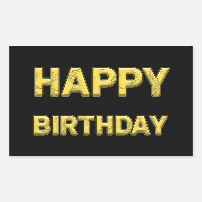 Pegatina Rectangular ¡Feliz cumpleaños con letras doradas! (Anverso)