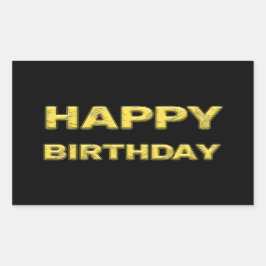 Pegatina Rectangular ¡Feliz cumpleaños con letras doradas!