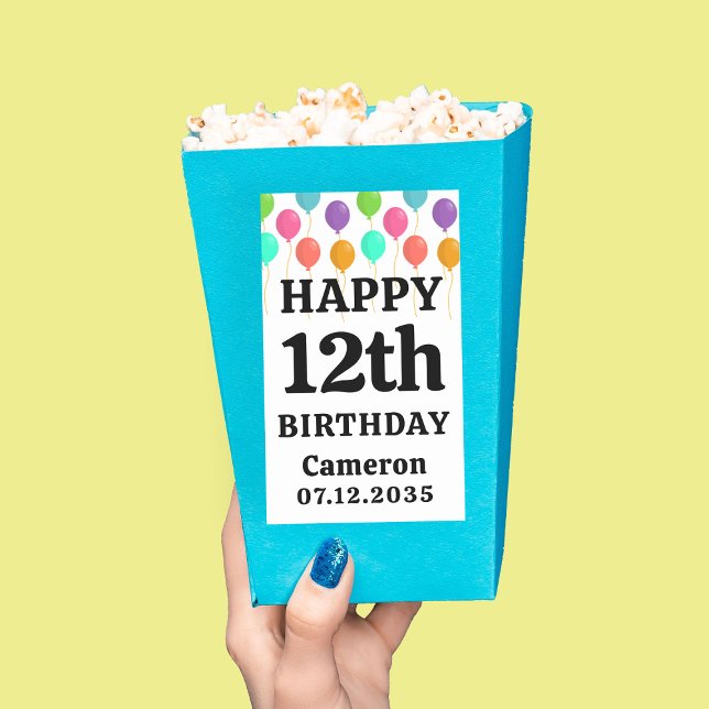 Pegatina Rectangular Feliz cumpleaños cualquier edad Popcorn personaliz (Happy Birthday Any Age Personalized Popcorn Rectangular Sticker
)