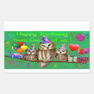 Pegatina Rectangular Feliz cumpleaños de parte de nuestro Búho!