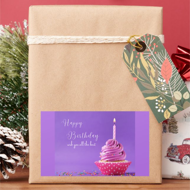 Pegatina Rectangular Feliz cumpleaños Deséenle lo mejor (Vacaciones)