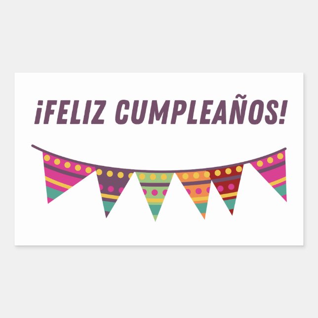 Pegatina Rectangular Feliz cumpleaños, feliz español (Anverso)