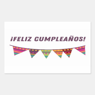 Pegatina Rectangular Feliz cumpleaños, feliz español