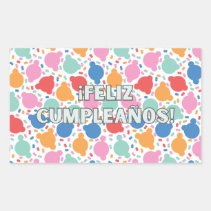 Pegatina Rectangular Feliz cumpleaños, feliz español