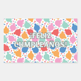 Pegatina Rectangular Feliz cumpleaños, feliz español