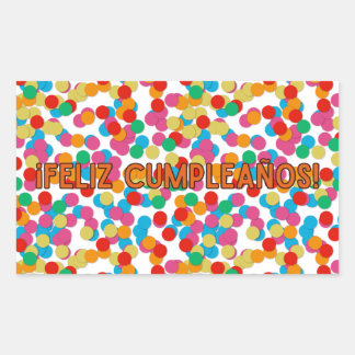 Pegatina Rectangular Feliz cumpleaños, feliz español