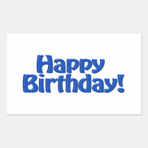 Pegatina Rectangular Feliz cumpleaños HOBO Textos - Azul