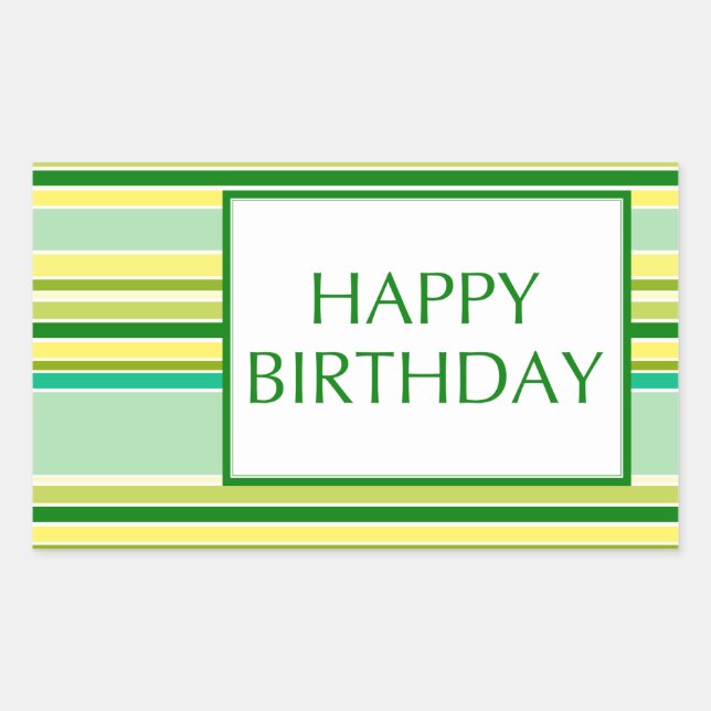 Pegatina Rectangular feliz cumpleaños (lemonLime) (Anverso)