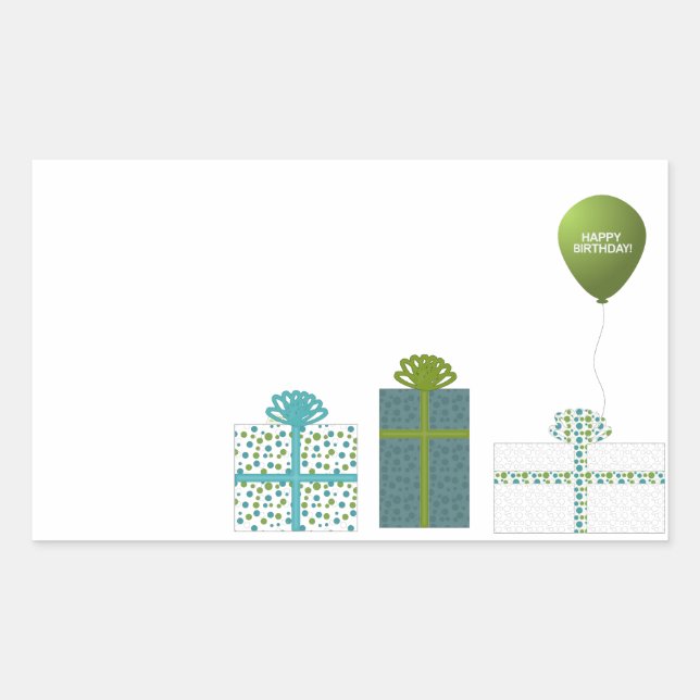 Pegatina Rectangular Feliz cumpleaños Minimalista moderno (Anverso)