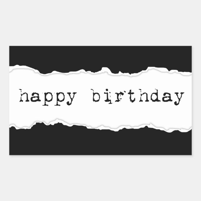 Pegatina Rectangular feliz cumpleaños (papel roto) (Anverso)