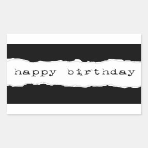 Pegatina Rectangular feliz cumpleaños (papel roto)