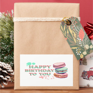 Pegatina Rectangular Feliz Cumpleaños Para Ti   Macaron