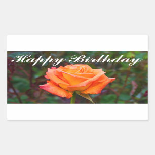 Pegatina Rectangular Feliz cumpleaños, Rosa caribeño #2 Pegatinas