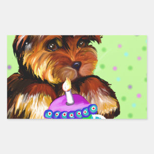 PEGATINA RECTANGULAR FELIZ CUMPLEAÑOS YORKIE POO