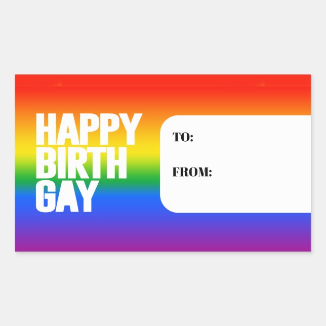 Pegatina Rectangular Feliz Cumplegay (Anverso)