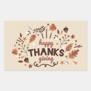 Pegatina Rectangular Feliz Día de Acción de Gracias