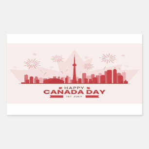 Pegatina Rectangular Feliz Día de Canadá