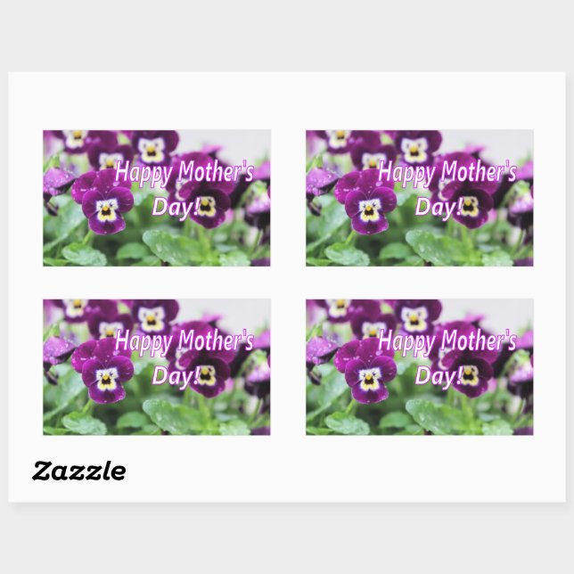 Pegatina Rectangular Feliz Día de la Madre (Hoja)