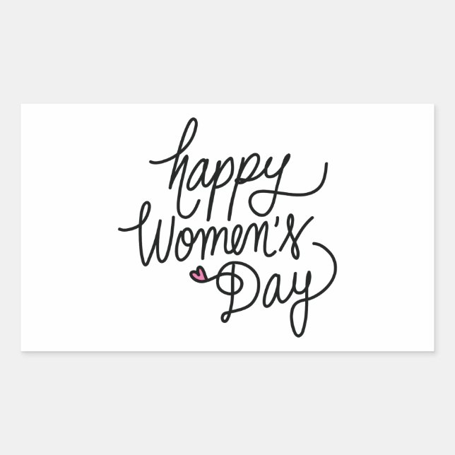Pegatina Rectangular Feliz Día de la Mujer (Anverso)