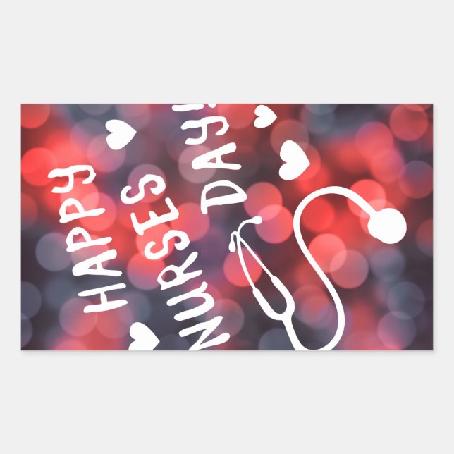 Pegatina Rectangular feliz día de las enfermeras (Anverso)