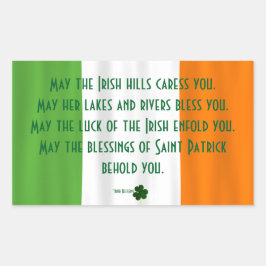 Pegatina Rectangular Feliz Día de San Patricio bendeciendo a la bandera