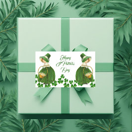 Pegatina Rectangular Feliz Día de San Patricio, pequeña chica afortunad