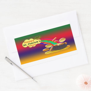 Pegatina Rectangular Feliz Día del Arcoiris en San Patricio