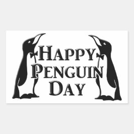 Pegatina Rectangular Feliz Día del Pingüino