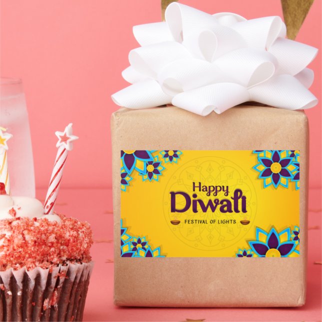 Pegatina Rectangular Feliz Diwali - Festival de las Luces (Fiesta)