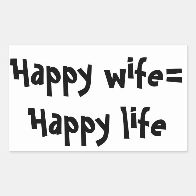 Pegatina Rectangular Feliz esposa = Feliz vida (Anverso)