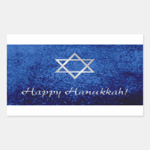 Pegatina Rectangular Feliz Estrella Hanukkah de David