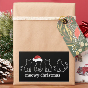 Pegatina Rectangular Feliz Gatomidad Gato Navidad Gatito Lindo Gatos Sa