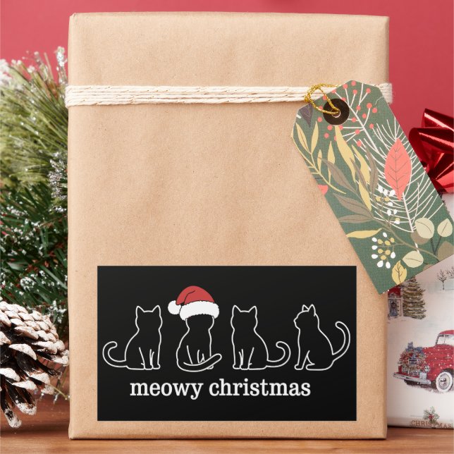 Pegatina Rectangular Feliz Gatomidad Gato Navidad Gatito Lindo Gatos Sa (Vacaciones)