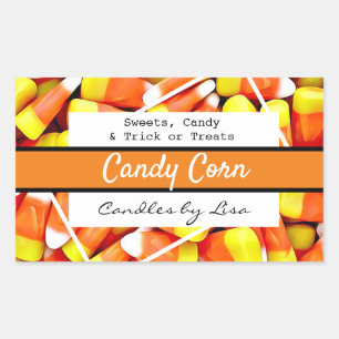 Pegatina Rectangular Feliz Halloween Candle Corn Labs