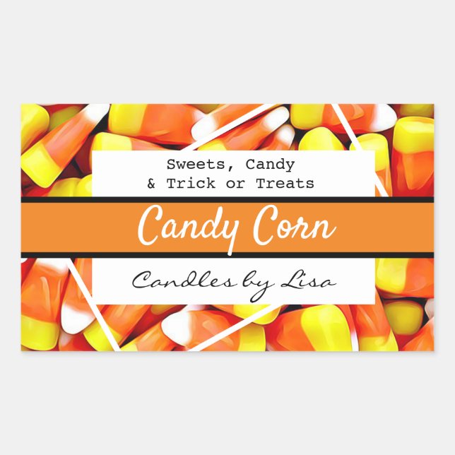 Pegatina Rectangular Feliz Halloween Candle Corn Labs (Anverso)