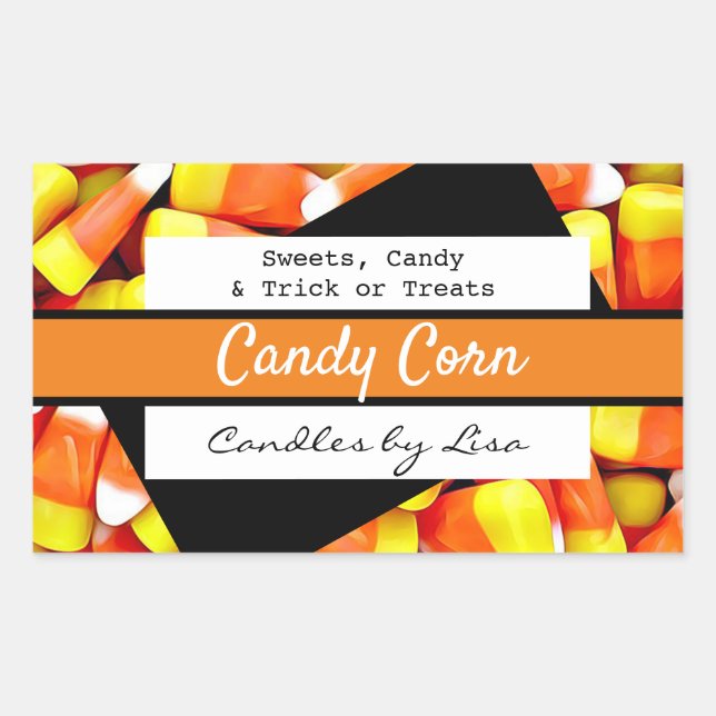Pegatina Rectangular Feliz Halloween Candle Corn Labs (Anverso)