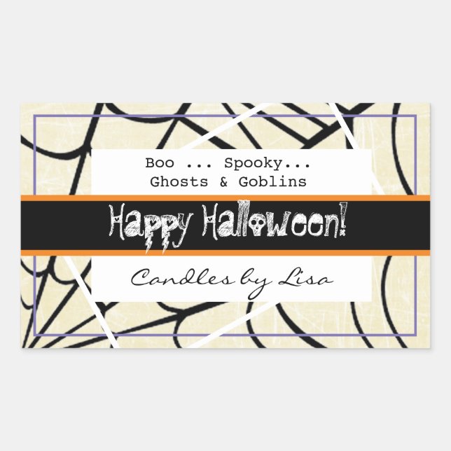 Pegatina Rectangular Feliz Halloween Candle Making Labs (Anverso)