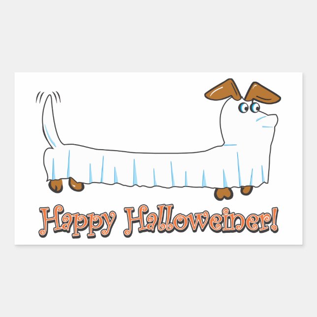Pegatina Rectangular Feliz Halloween Dachshund (Anverso)