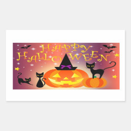 Pegatina Rectangular Feliz Halloween Funny Bright Pumpkins Fiesta