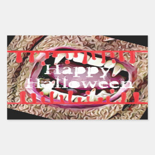 Pegatina Rectangular Feliz Halloween Pegatinas de dientes de vampiros s
