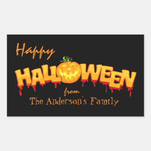 Pegatina Rectangular Feliz Halloween personalizado