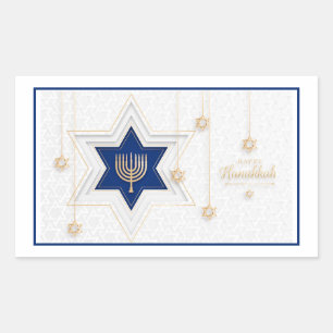 Pegatina Rectangular Feliz Hanukkah